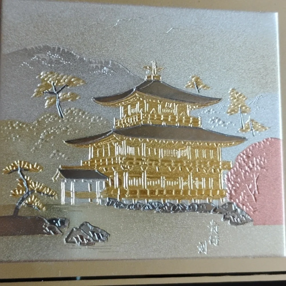The Art Of Chokin Japanese Pagoda Music Jewelry Box Black Lacquer